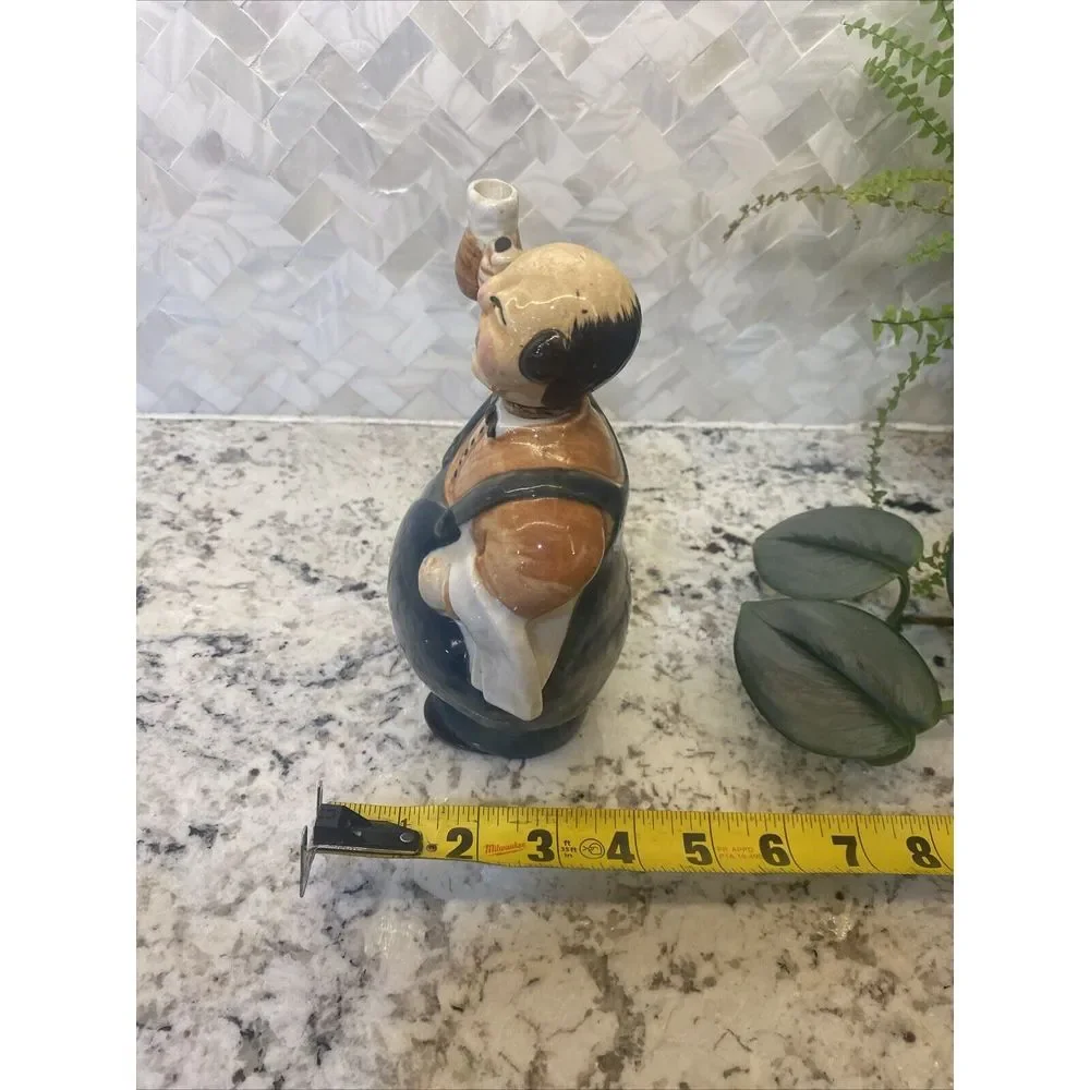 Vintage Ceramic Waiter Holding Pitcher Liquor Wine Decanter‎ Bottle Japan